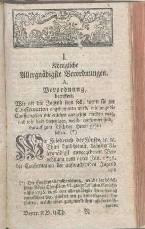 I. Koenigliche Allergnaedigste Verordnungen.
