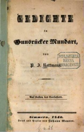 Gedichte in Hunsrücker Mundart