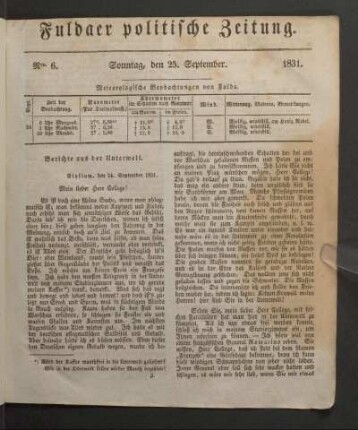 Sonntag, den 25. September. 1831