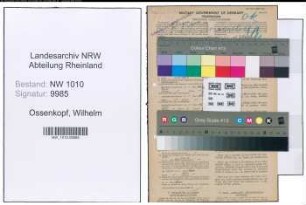 Entnazifizierung Wilhelm Ossenkopf , geb. 04.01.1901 (Postfahrer)