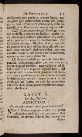 413-420, Articulus I. An cum culpa semper omnis poena remittatur?