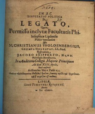 Disp. polit. de legato