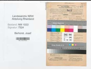 Entnazifizierung Josef Berhorst , geb. 08.04.1913 (Baecker)