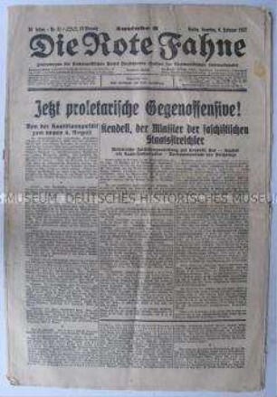 Tageszeitung der KPD "Die Rote Fahne" u.a. zur Reichstagssitzung