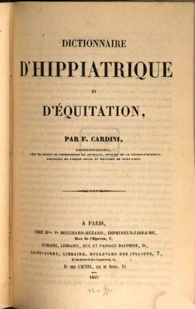 Dictionnaire d'hippiatrique et d'équitation