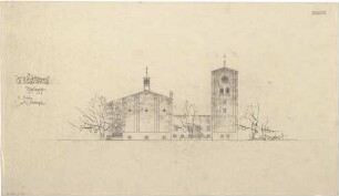 Gsaenger, Gustav; München, Sendlinger Tor Platz; Ev. Kirche St. Matthäus - Wettbewerbsplan, Nordseite (Ansicht)