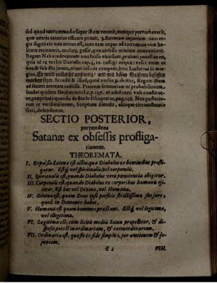 Sectio Posterior, perpendens Satanae ex obsessis profligationem