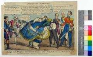 Karikatur auf die Diplomatie der Großmächte anlässlich des Aachener Kongresses als erster der sog. "Monarchenkongresse"