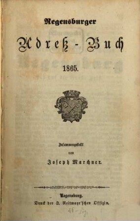 Regensburger Adreß-Buch. 1865