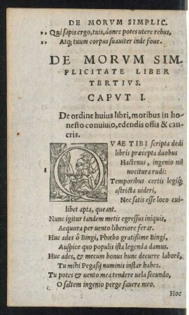 De Morum Simplicitate Liber Tertius.