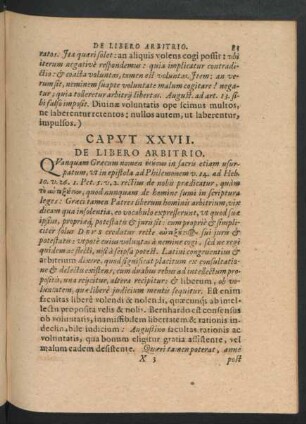 Caput XXVII. De Libero Arbitrio.