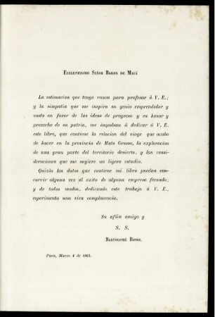 Exelntisimo Senor Baron de Maua