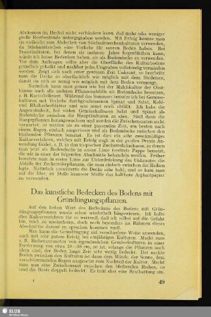 Das künstliche Bedecken des Bodens mit Gründüngungspflanzen