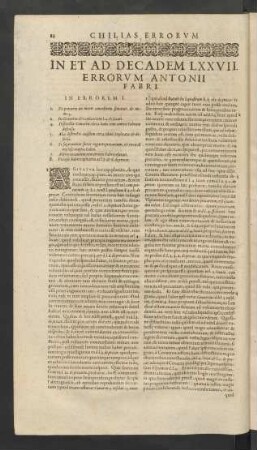 In Et Ad Decadem LXXVII. Errorvm Antonii Fabri.