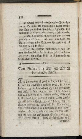 Von Einimpfung oder Inoculation der Rindviehseuche