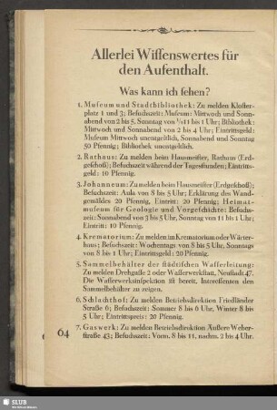 Allerlei Wissenswertes für den Aufenthalt