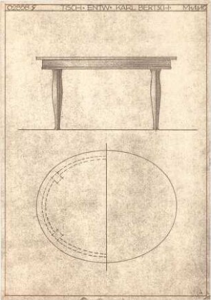 Bertsch, Karl; Möbelentwürfe - Tisch (Ansicht, Teilansichten)
