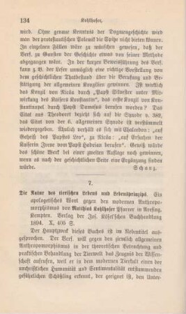134-138 [Rezension] Kohlhofer, Matthias, Die Natur des tierischen Lebens und Lebensprinzips
