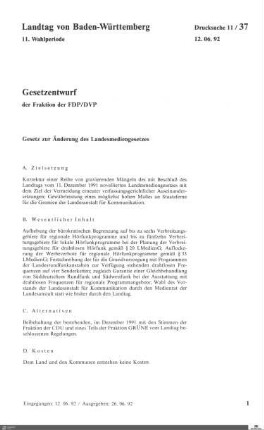 Gesetzentwurf der FDP: Änderung Landesmediengesetz