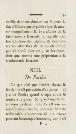 XIII. De l'ordre