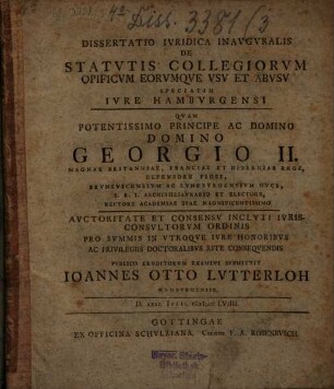 Diss. ... de statutis collegiorum opificum eorumque usu et abusu, speciatim iure Hamburgensi