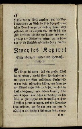 Zweytes Kapitel. Einwendungen wider die Betrachtung.