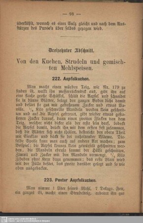 Dreizehnter Abschnitt. Von den Kuchen, Strudeln und gemischten Mehlspeisen