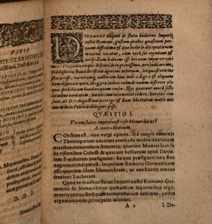 Disputatio Politica Prima De Statu Hodierno Imperii Romani