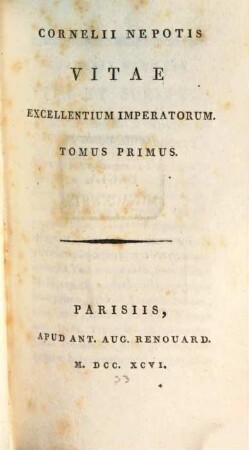 Cornelii Nepotis Vitae Excellentium Imperatorum, 1