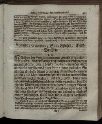 Vomitus cruentus, Blut- Speyen, Blut- Brechen.