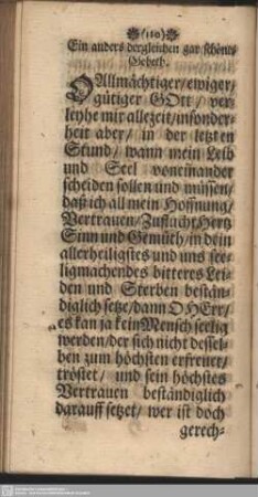 Ein anders dergleichen gar schönes Gebeth