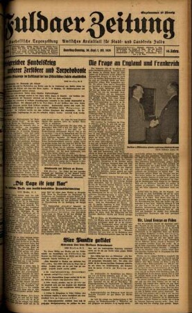 Ausgabe vom Samstag, den 30. September 1939.