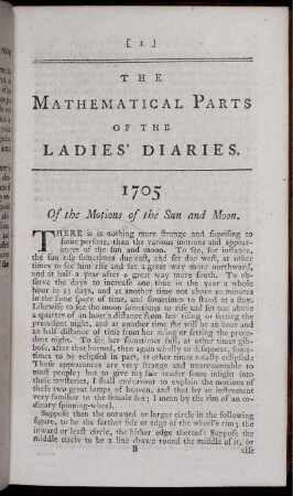 The Mathematical Parts of the Ladies' Diaries. [Tipper].