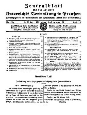 Zustellung und Bezugspreiserhöhung des Zentralblattes : [Amtlicher Teil]
