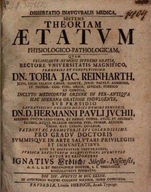 Diss. inaug. med. De theoria aetatum physiologico-pathologica