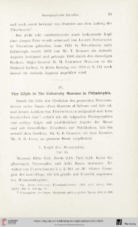 IV. Vier Köpfe in The University Museum in Philadelphia