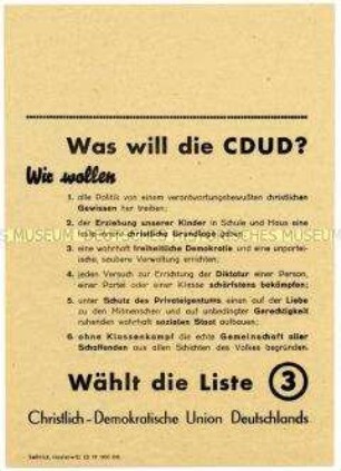 Wahlaufruf der CDU zu den Gemeindewahlen 1946