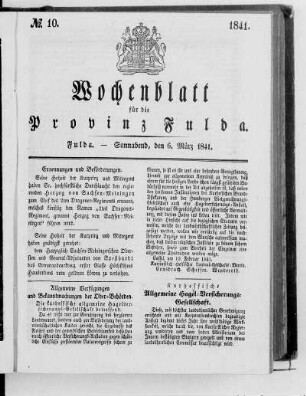 Nr. 10, Ausgabe vom 6. März 1841