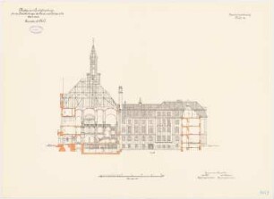 Land- und Amtsgericht, Hannover Neubau für die Zivilabteilungen: Querschnitt 1:150