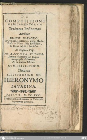 De compositione medicamentorum : tractatus posthumus