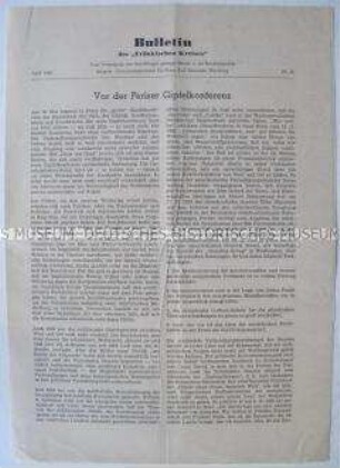 Informationsblatt des "Fränkischen Kreises" u.a. zur geplanten Gipfelkonferenz der Alliierten in Paris