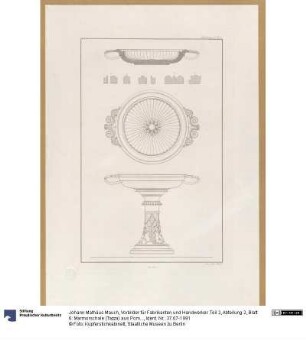 Vorbilder für Fabrikanten und Handwerker. Teil 2, Abteilung 2, Blatt 6: Marmorschale (Tazza) aus Pompeji im Museo Borbonico in Neapel