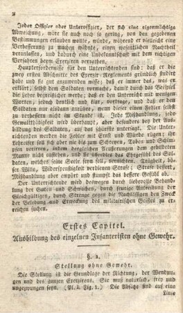 Erstes Capitel. Ausbildung des einzelnen Infanteristen ohne Gewehr.