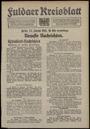 Erste Ausgabe vom Freitag, den 22. Januar 1915.