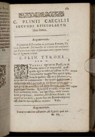 C. Plinii Caecilii Secundi Epistolarum liber sextus