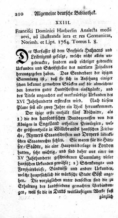 XXIII. Analecta medii aevi.