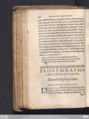 Progymnasma Vicesimum Septimum. Emendatio scriptionis. Discipulus, Magister.