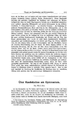 Über Koedukation am Gymnasium