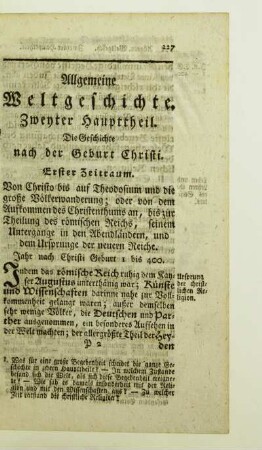 Zweyter Haupttheil. Die Geschichte nach der Geburt Christi