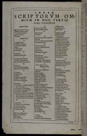 Index Scriptorum Omnium In Hoc Tertio Tomo Citatorum.